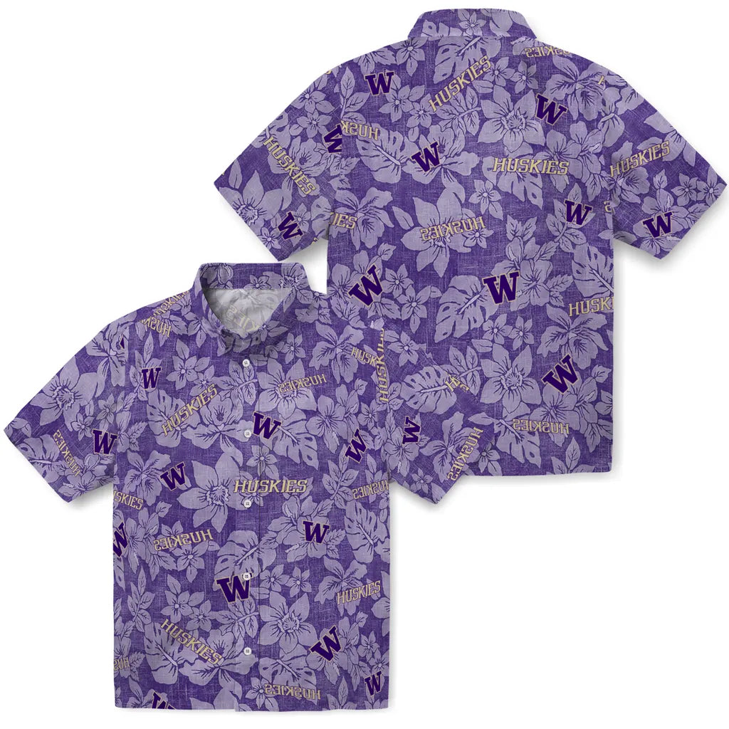 Washington Huskies Hawaiian Shirt - Hibiscus Oasis | Hula Hawaiian Shirts