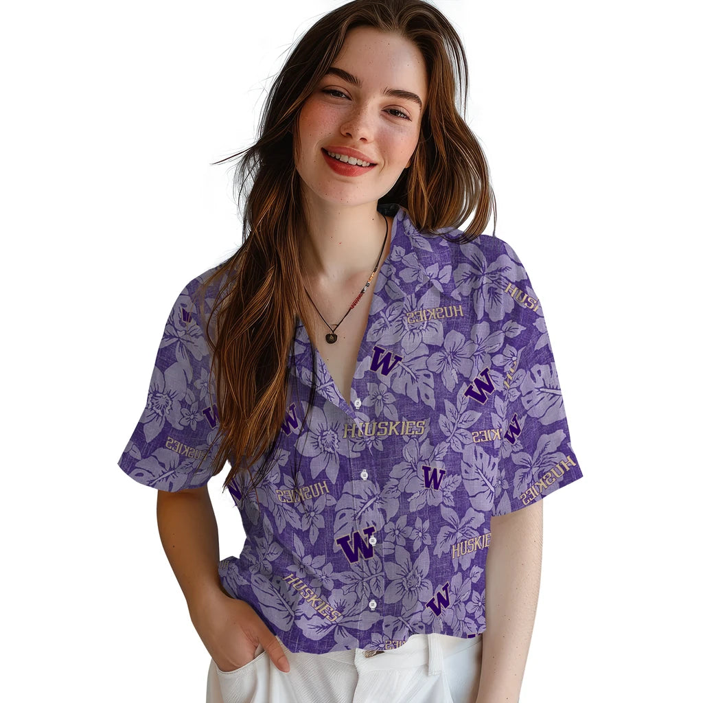 Washington Huskies Hawaiian Shirt - Hibiscus Oasis | Hula Hawaiian Shirts