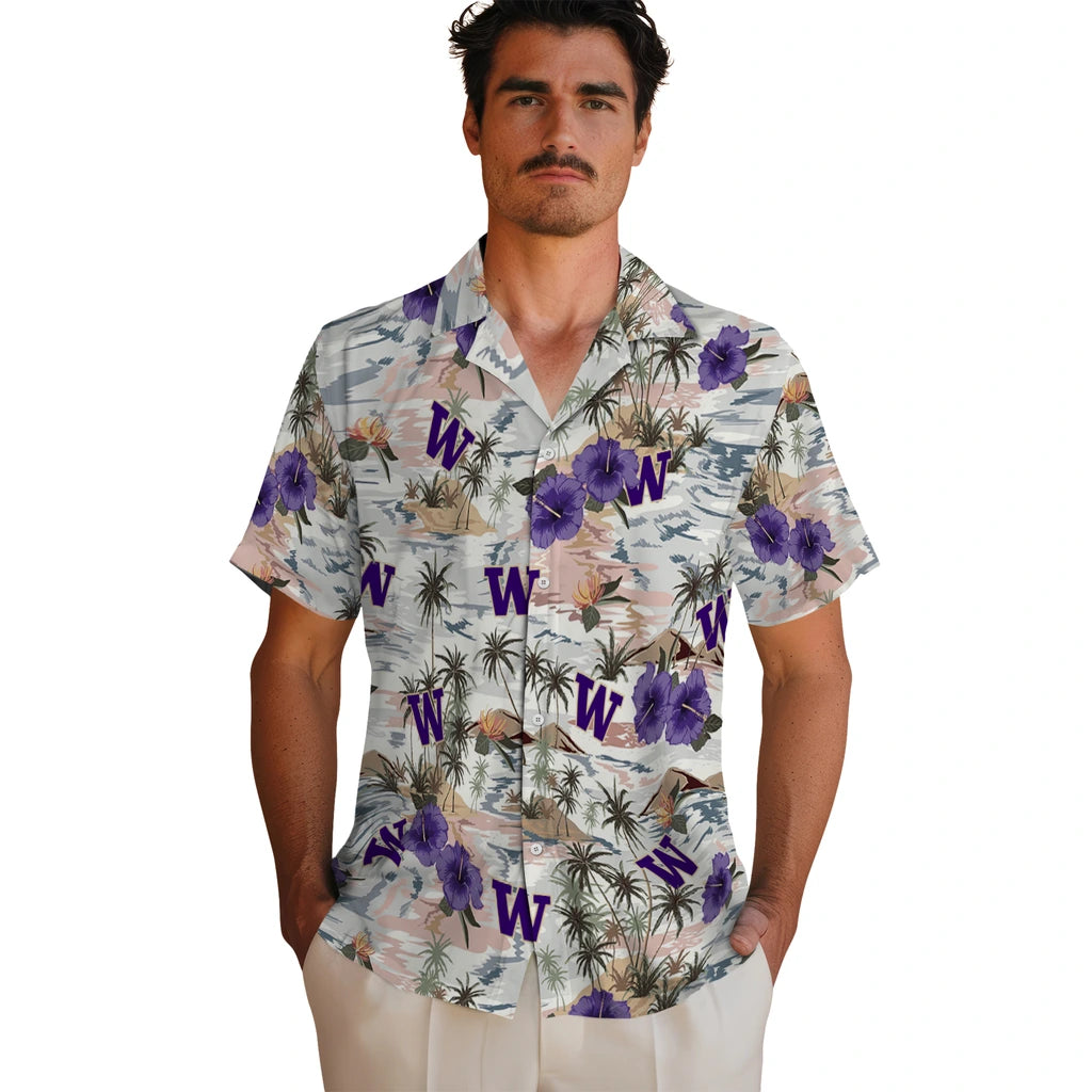 Washington Huskies Hawaiian Shirt - Hibiscus Seaside | Hula Hawaiian Shirts