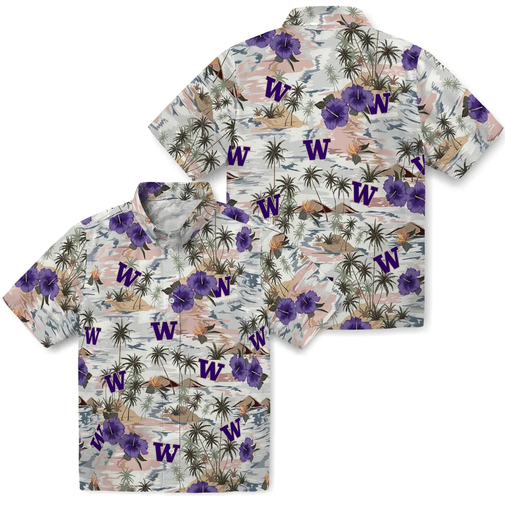 Washington Huskies Hawaiian Shirt - Hibiscus Seaside | Hula Hawaiian Shirts