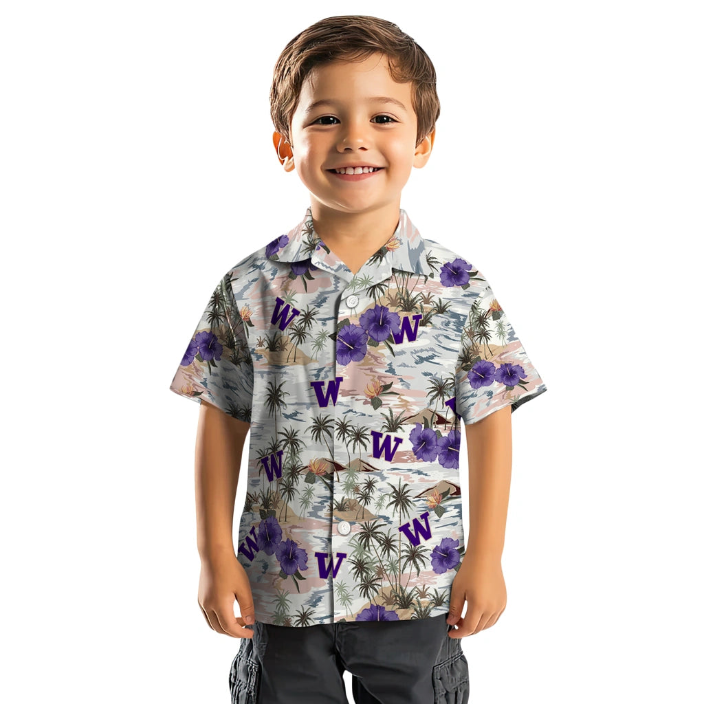 Washington Huskies Hawaiian Shirt - Hibiscus Seaside | Hula Hawaiian Shirts