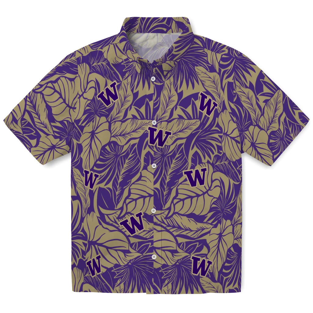 Washington Huskies Hawaiian Shirt - Monstera Layer | Hula Hawaiian Shirts
