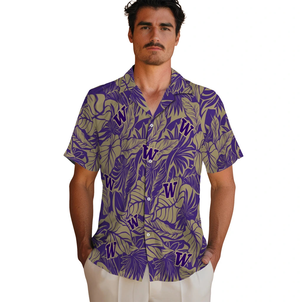 Washington Huskies Hawaiian Shirt - Monstera Layer | Hula Hawaiian Shirts