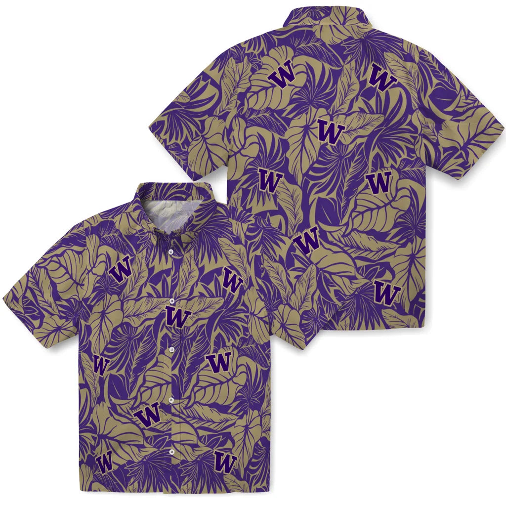 Washington Huskies Hawaiian Shirt - Monstera Layer | Hula Hawaiian Shirts