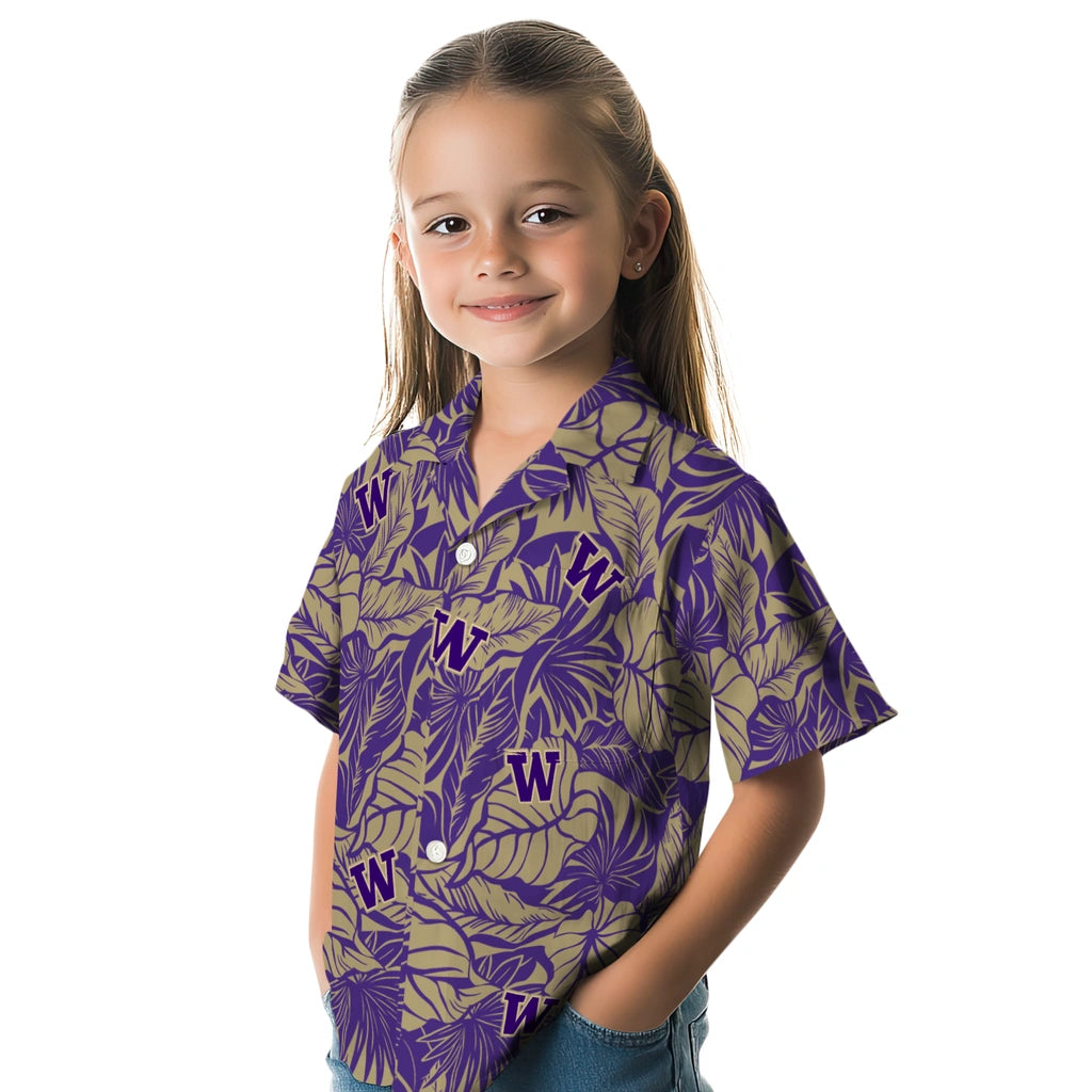 Washington Huskies Hawaiian Shirt - Monstera Layer | Hula Hawaiian Shirts