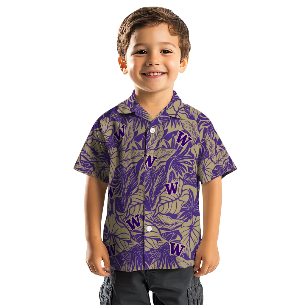 Washington Huskies Hawaiian Shirt - Monstera Layer | Hula Hawaiian Shirts