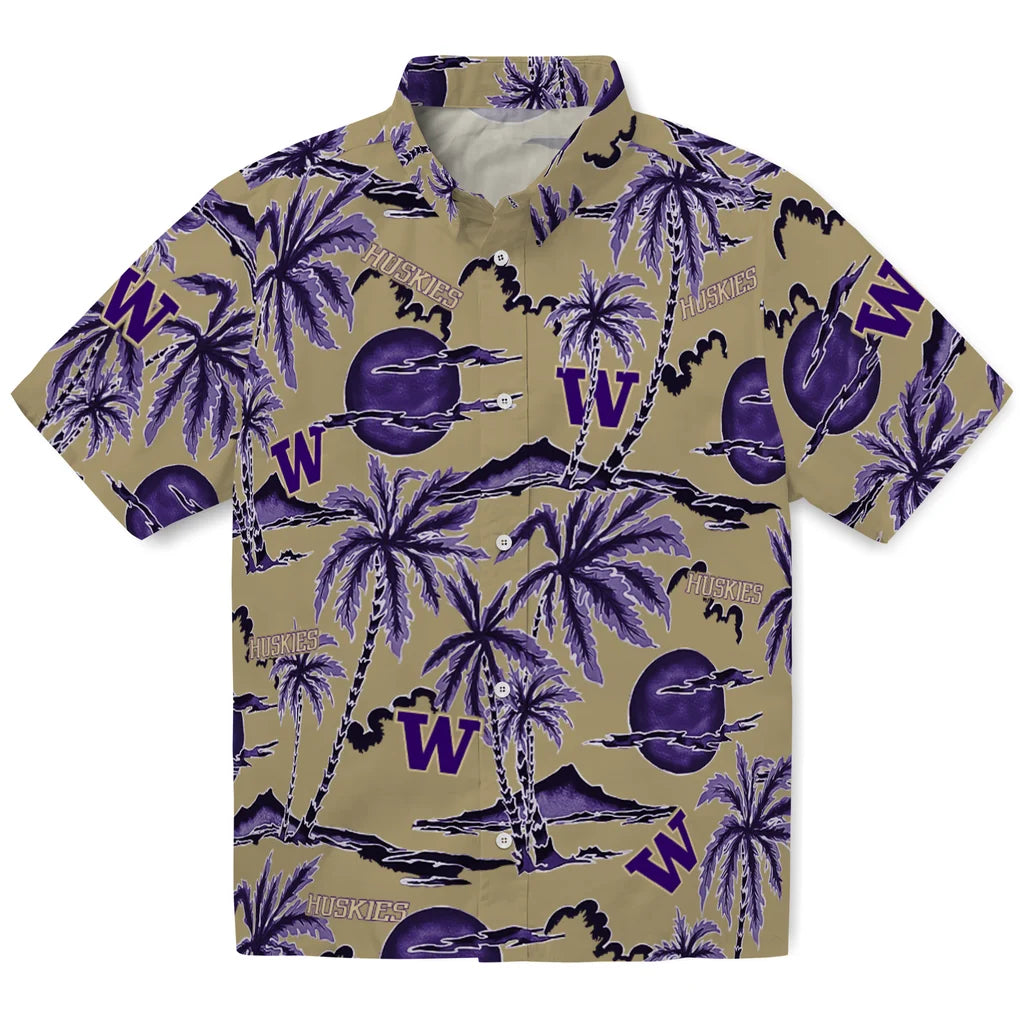 Washington Huskies Hawaiian Shirt - Palm Sunset | Hula Hawaiian Shirts