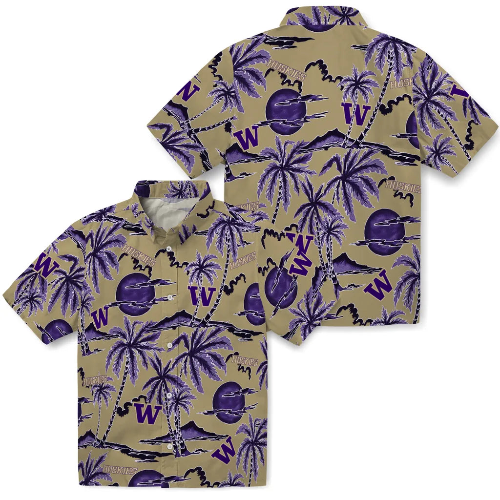 Washington Huskies Hawaiian Shirt - Palm Sunset | Hula Hawaiian Shirts