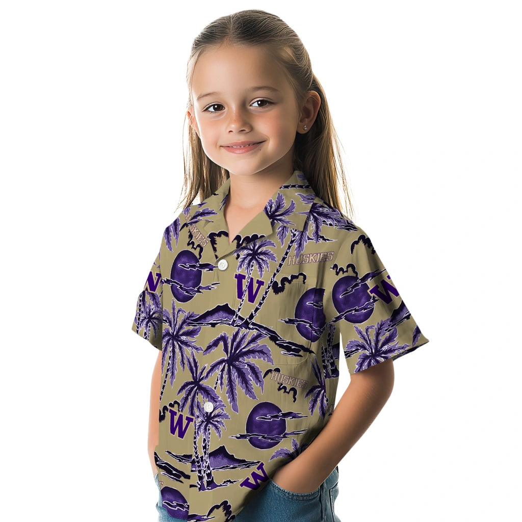Washington Huskies Hawaiian Shirt - Palm Sunset | Hula Hawaiian Shirts