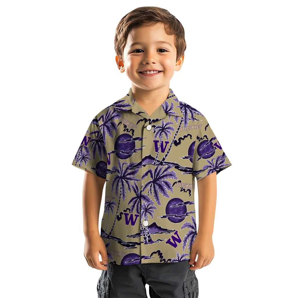 Washington Huskies Hawaiian Shirt - Palm Sunset | Hula Hawaiian Shirts