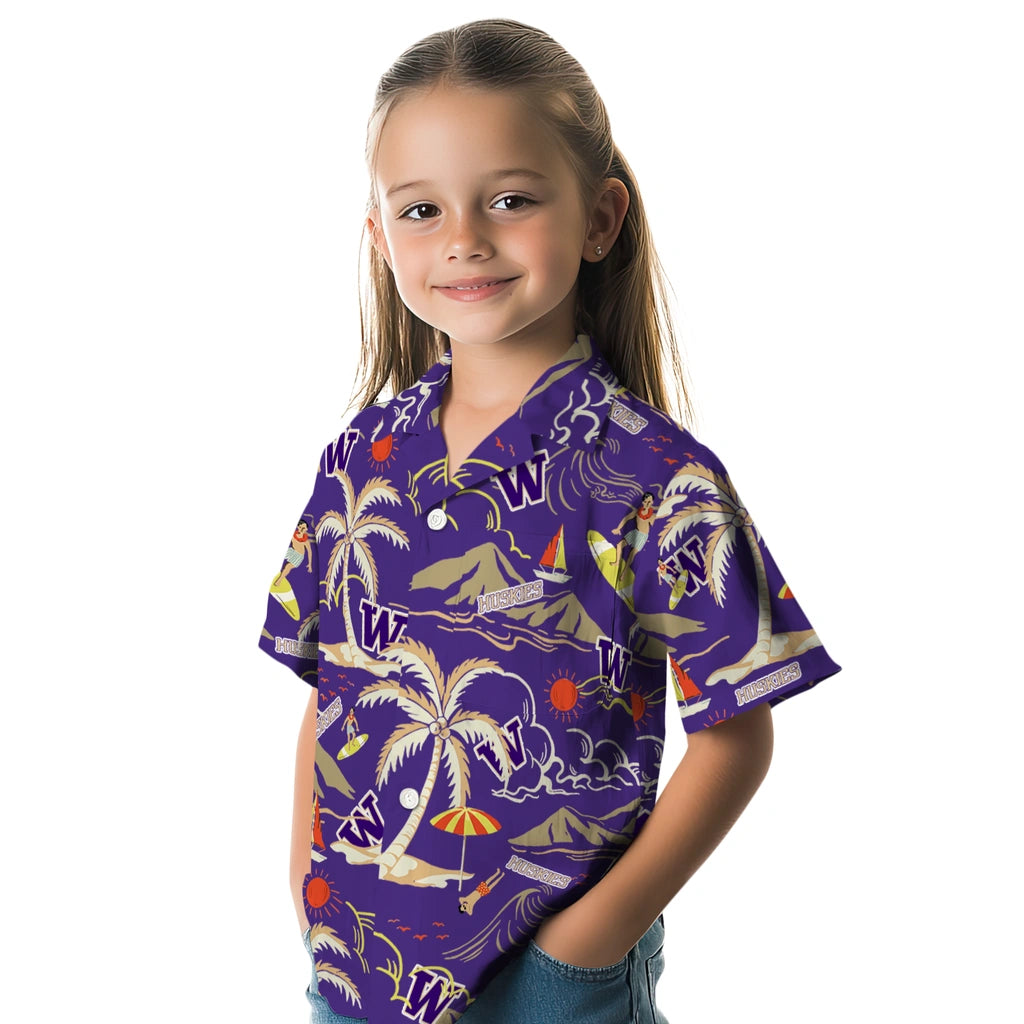 Washington Huskies Hawaiian Shirt - Palm Tree Island | Hula Hawaiian Shirts