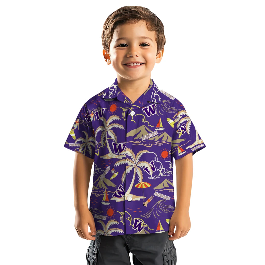 Washington Huskies Hawaiian Shirt - Palm Tree Island | Hula Hawaiian Shirts