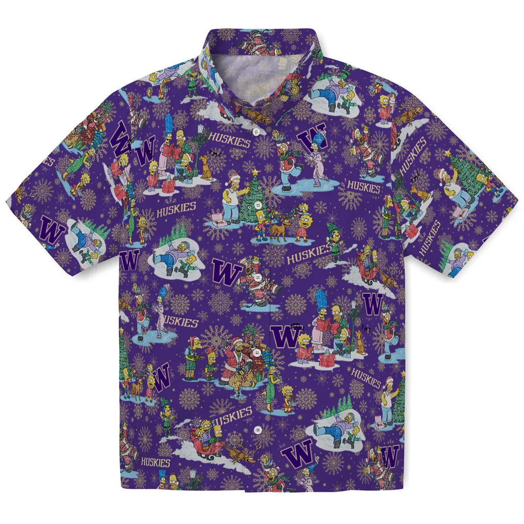 Washington Huskies Hawaiian Shirt - Simpsons Christmas | Hula Hawaiian Shirts
