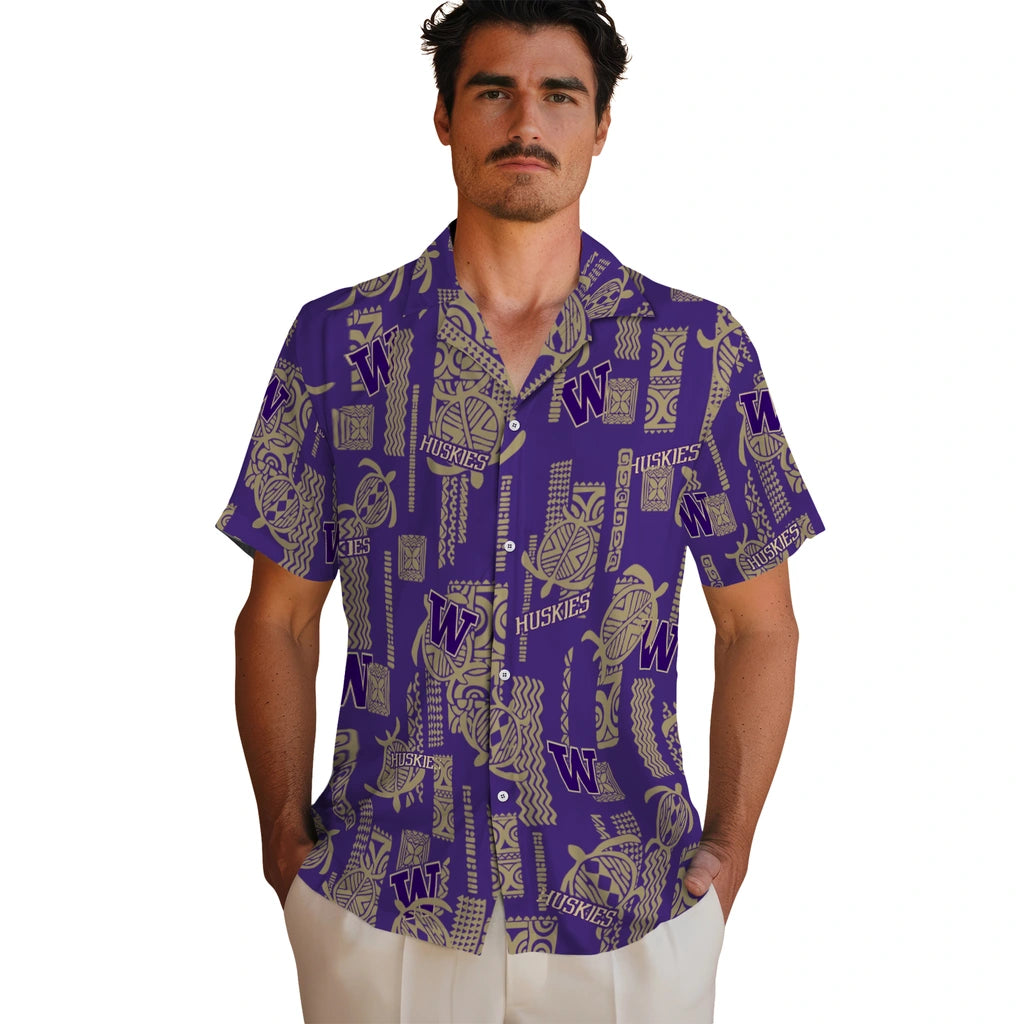 Washington Huskies Hawaiian Shirt - Turtle Lines | Hula Hawaiian Shirts