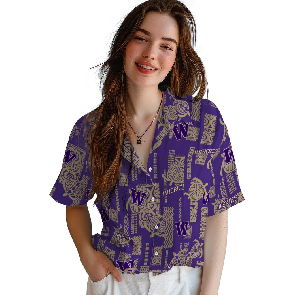 Washington Huskies Hawaiian Shirt - Turtle Lines | Hula Hawaiian Shirts