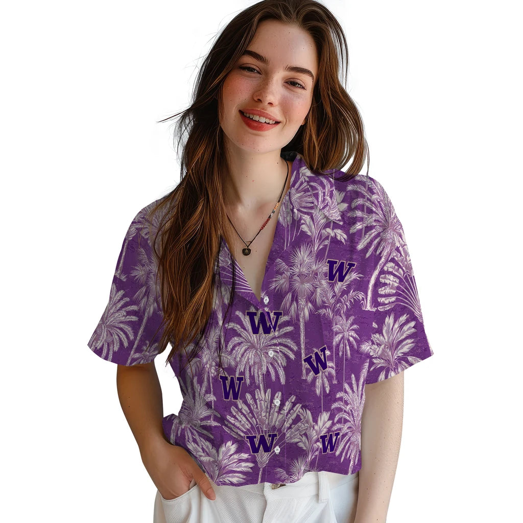 Washington Huskies Hawaiian Shirt - Vintage Palm Tree | Hula Hawaiian Shirts