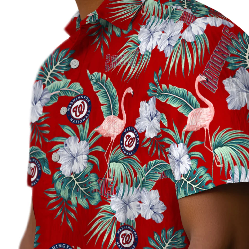 Washington Nationals Hawaiian Shirt - Flamingo and Hibiscus | Hula Hawaiian Shirts