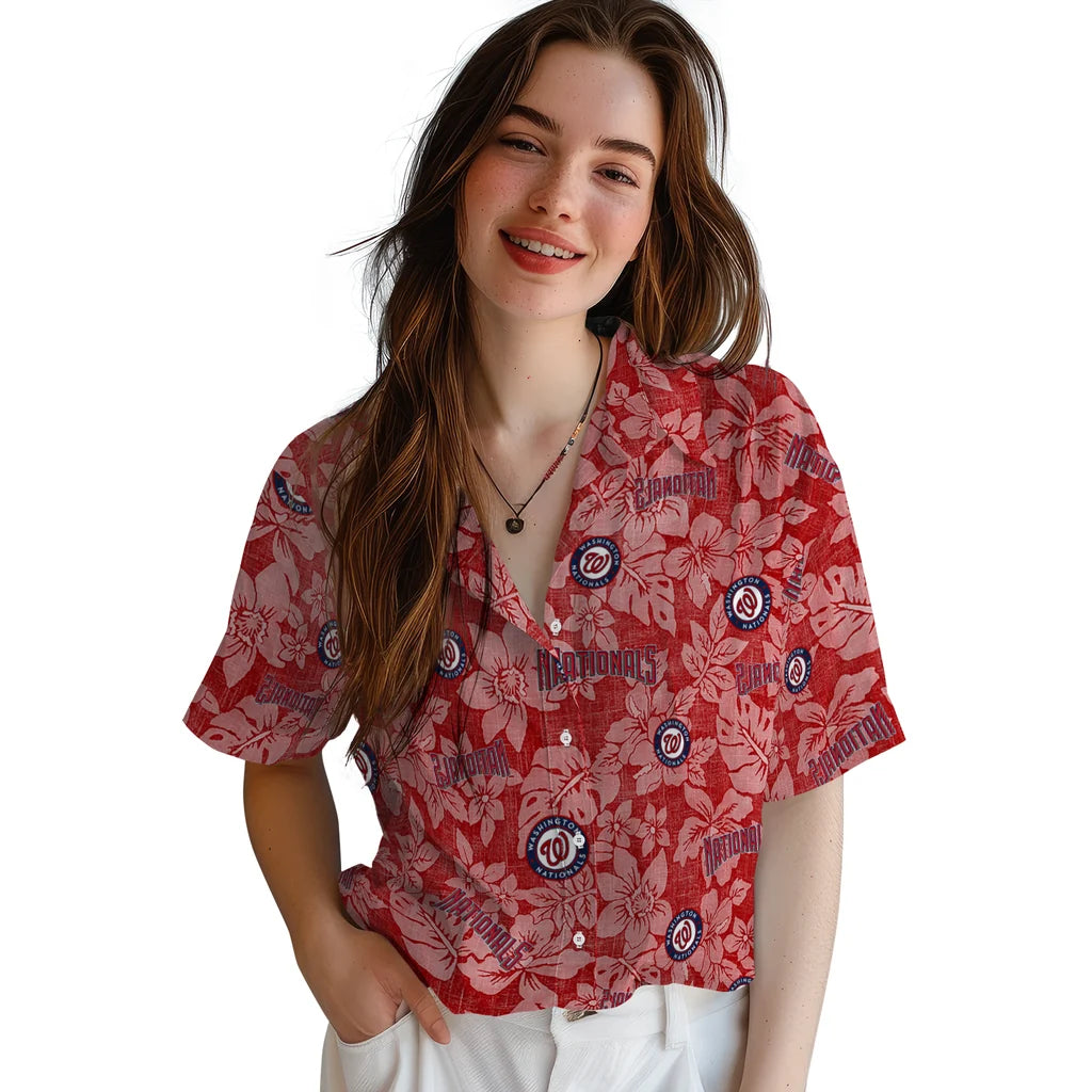 Washington Nationals Hawaiian Shirt - Hibiscus Oasis | Hula Hawaiian Shirts