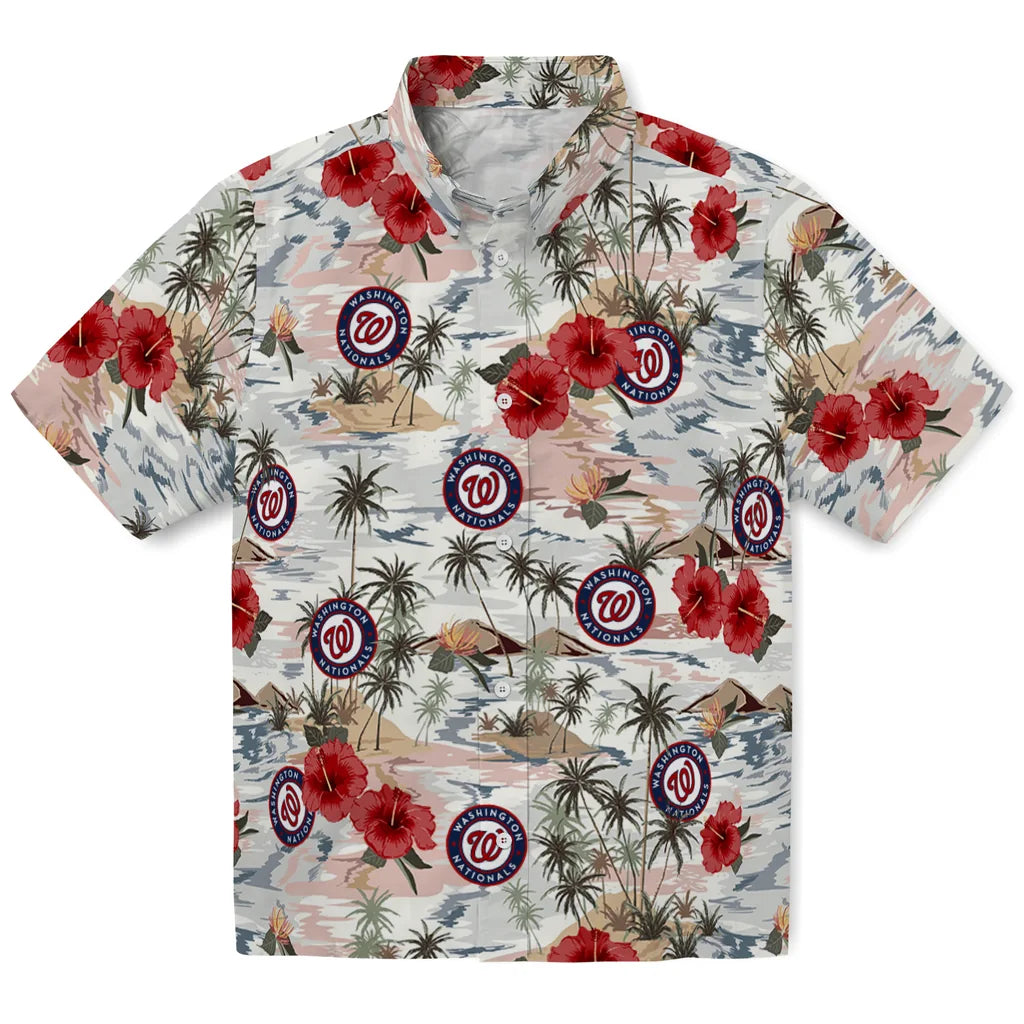Washington Nationals Hawaiian Shirt - Hibiscus Seaside | Hula Hawaiian Shirts