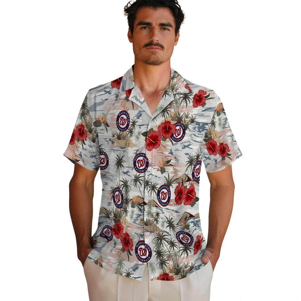 Washington Nationals Hawaiian Shirt - Hibiscus Seaside | Hula Hawaiian Shirts