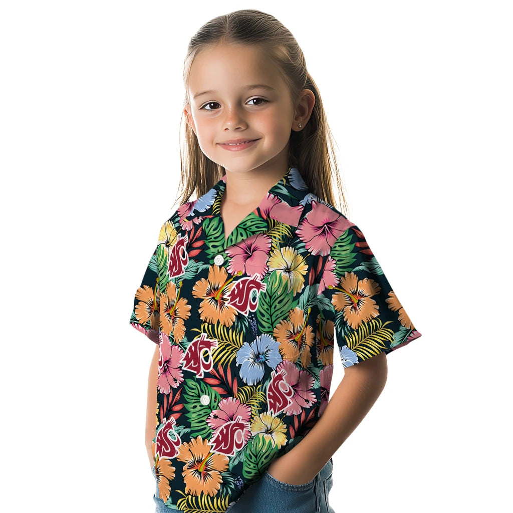 Washington State Cougars Hawaiian Shirt - Brilliant Hibiscus Garden | Hula Hawaiian Shirts