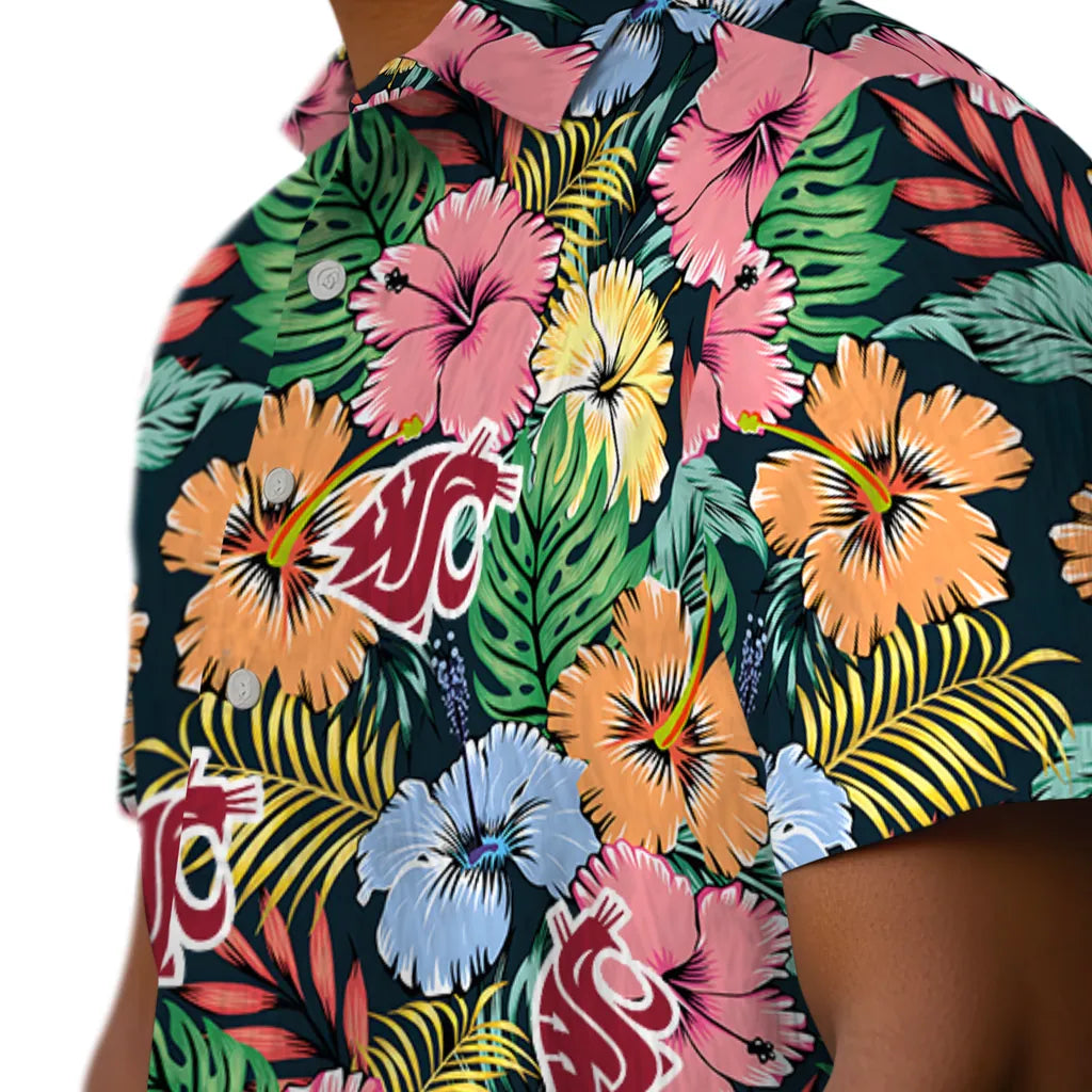 Washington State Cougars Hawaiian Shirt - Brilliant Hibiscus Garden | Hula Hawaiian Shirts
