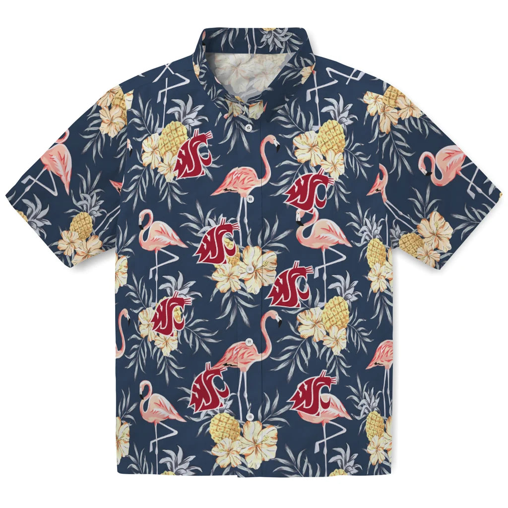 Washington State Cougars Hawaiian Shirt - Flamingo Hibiscus | Hula Hawaiian Shirts