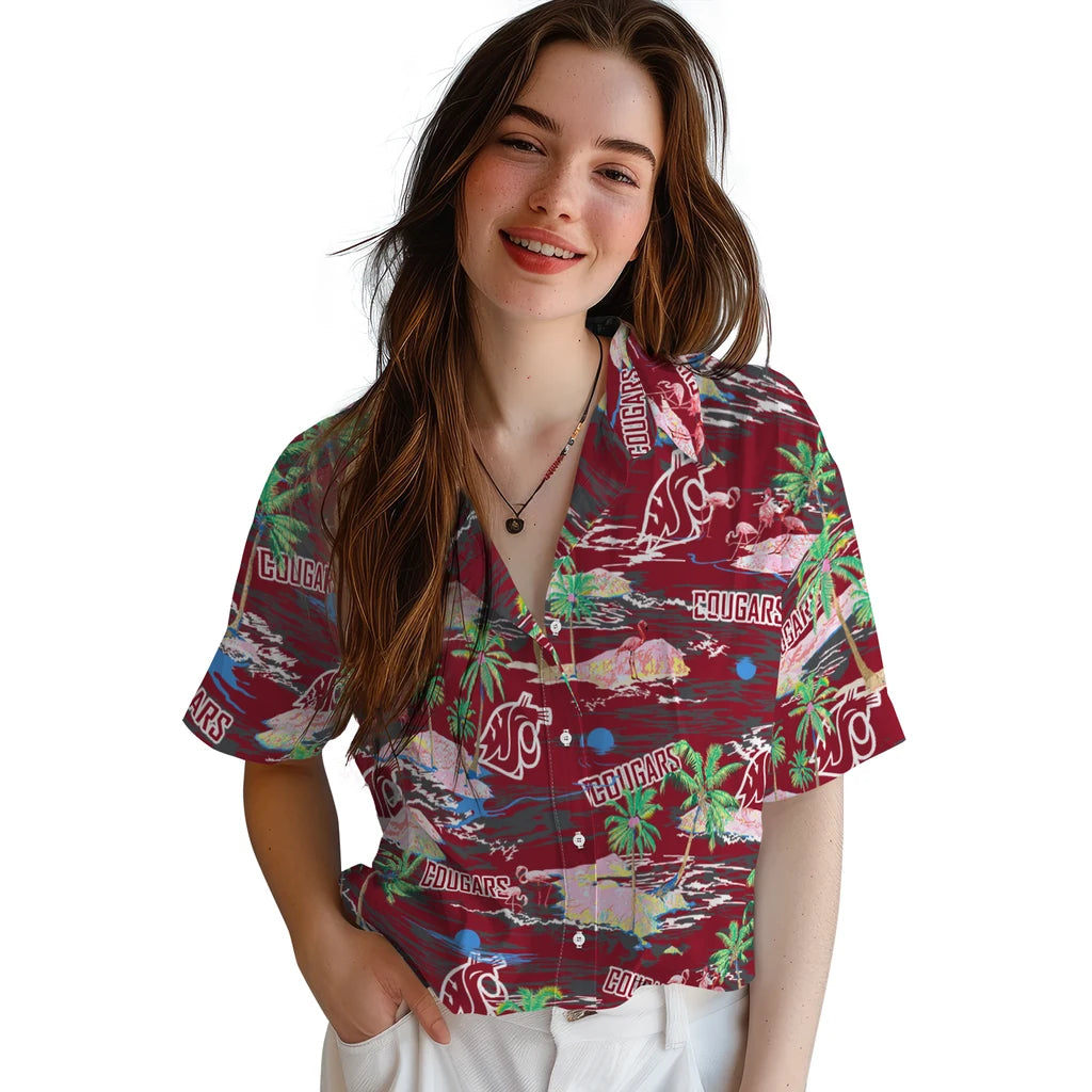 Washington State Cougars Hawaiian Shirt - Hawaii Island | Hula Hawaiian Shirts