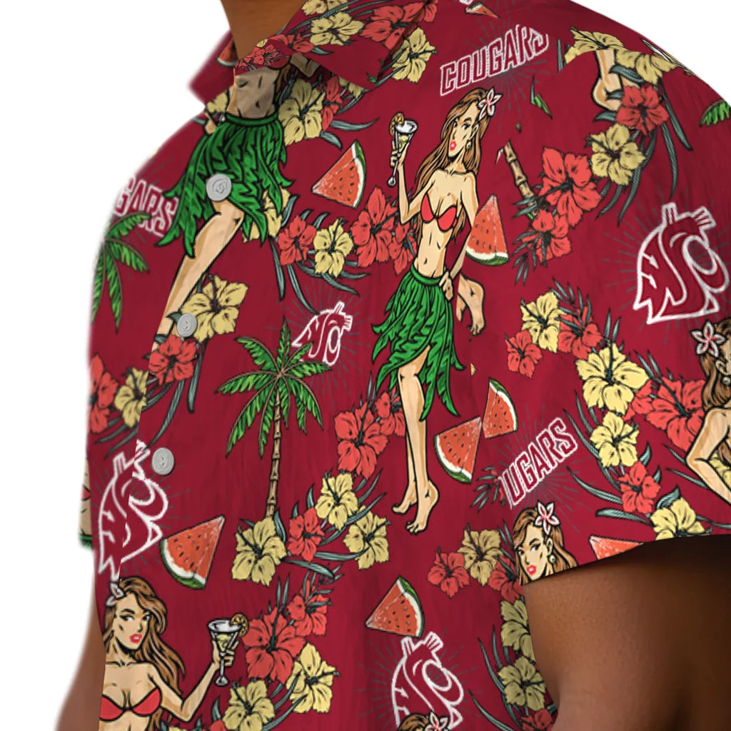 Washington State Cougars Hawaiian Shirt - Hawaiian Girls Design | Hula Hawaiian Shirts