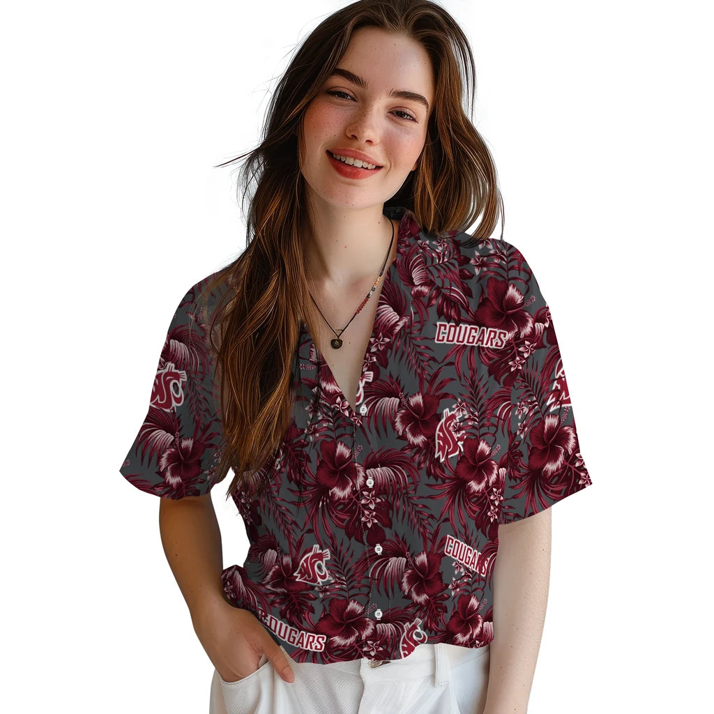 Washington State Cougars Hawaiian Shirt - Hibiscus Exotic | Hula Hawaiian Shirts