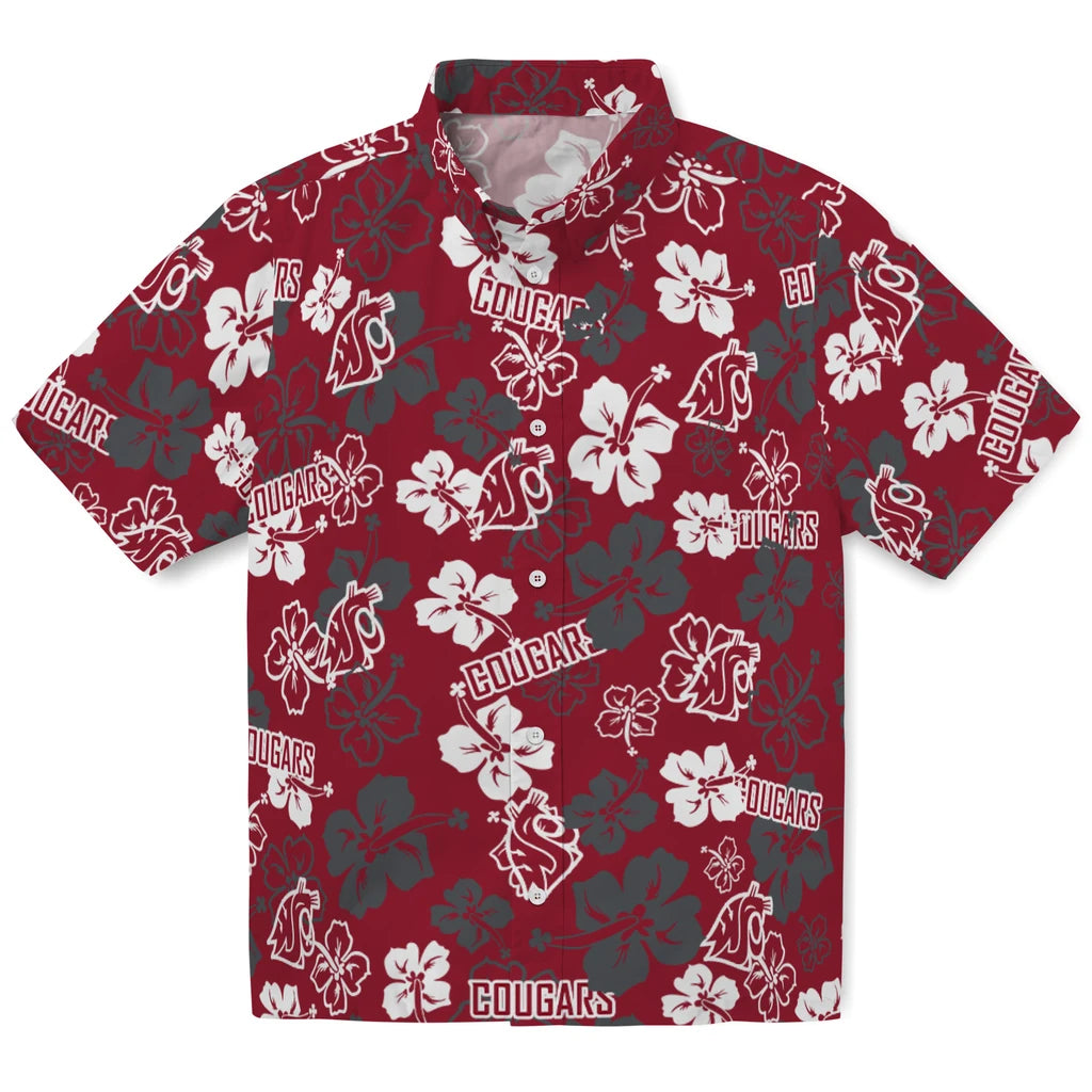 Washington State Cougars Hawaiian Shirt - Hibiscus Flower Design | Hula Hawaiian Shirts