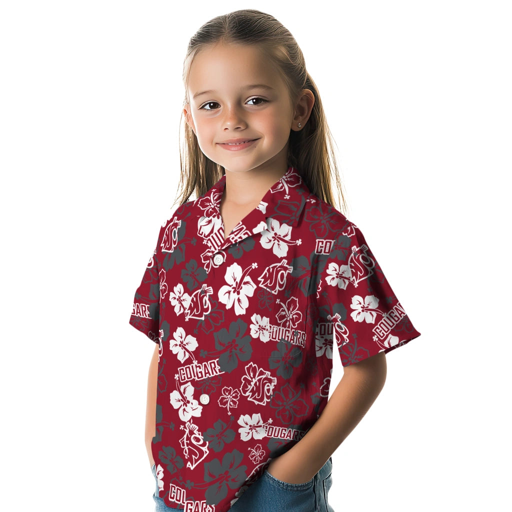 Washington State Cougars Hawaiian Shirt - Hibiscus Flower Design | Hula Hawaiian Shirts