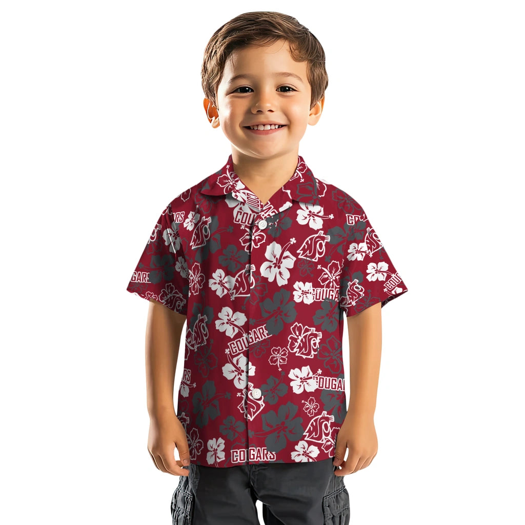 Washington State Cougars Hawaiian Shirt - Hibiscus Flower Design | Hula Hawaiian Shirts