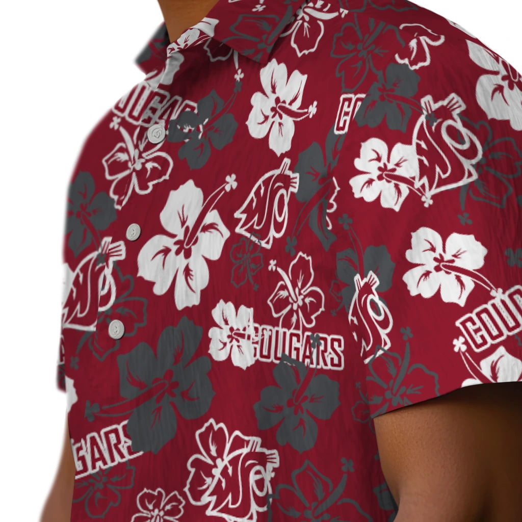 Washington State Cougars Hawaiian Shirt - Hibiscus Flower Design | Hula Hawaiian Shirts