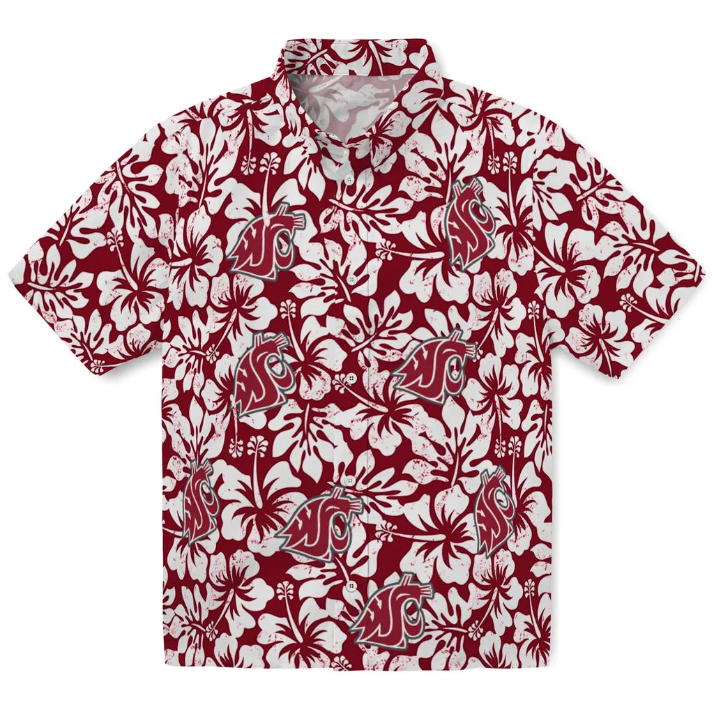 Washington State Cougars Hawaiian Shirt - Hibiscus Motif | Hula Hawaiian Shirts