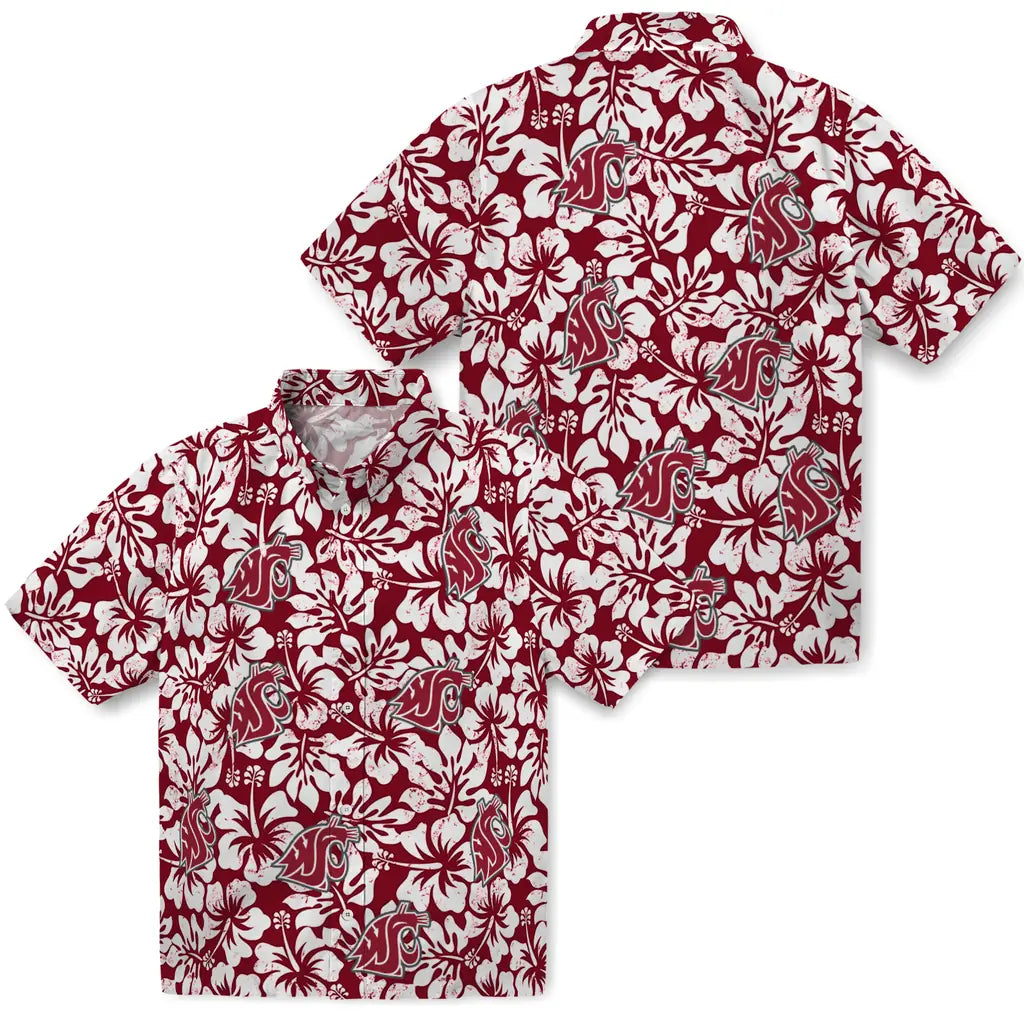 Washington State Cougars Hawaiian Shirt - Hibiscus Motif | Hula Hawaiian Shirts