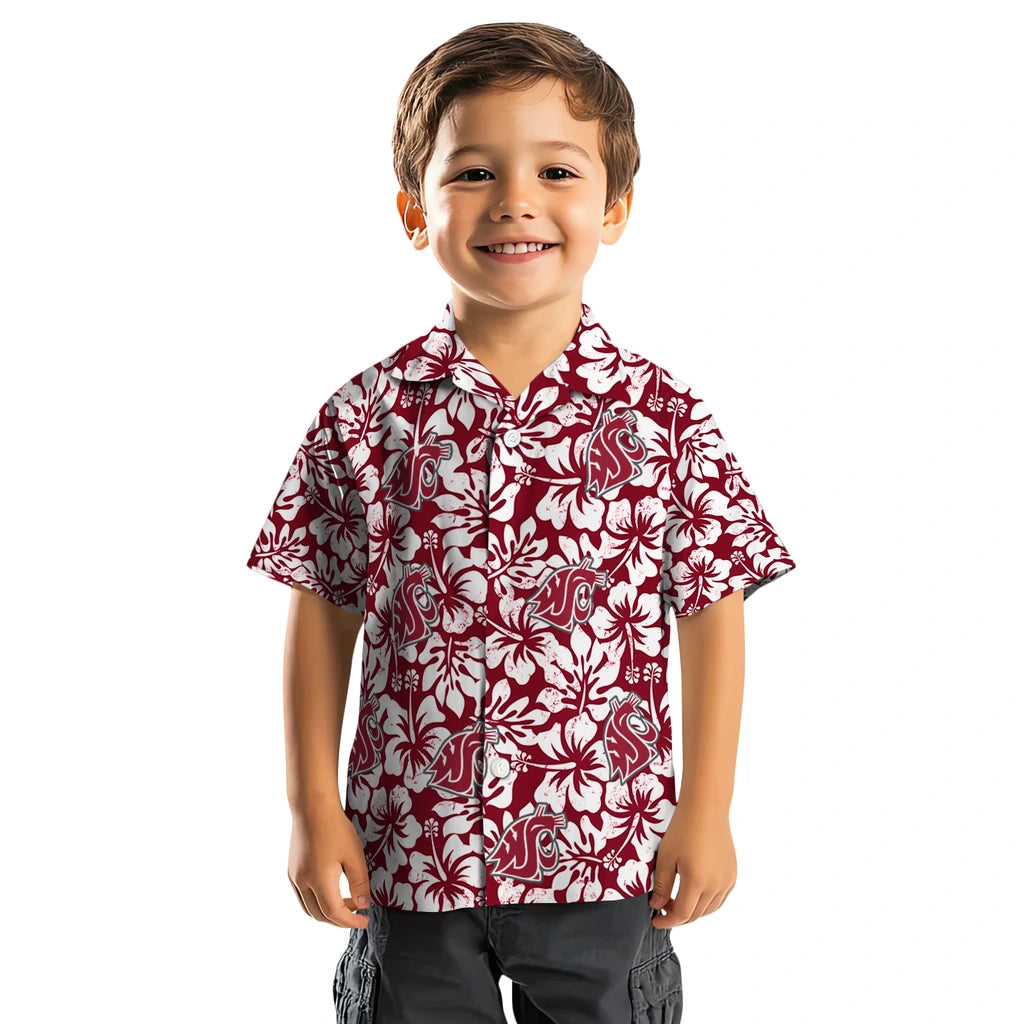 Washington State Cougars Hawaiian Shirt - Hibiscus Motif | Hula Hawaiian Shirts