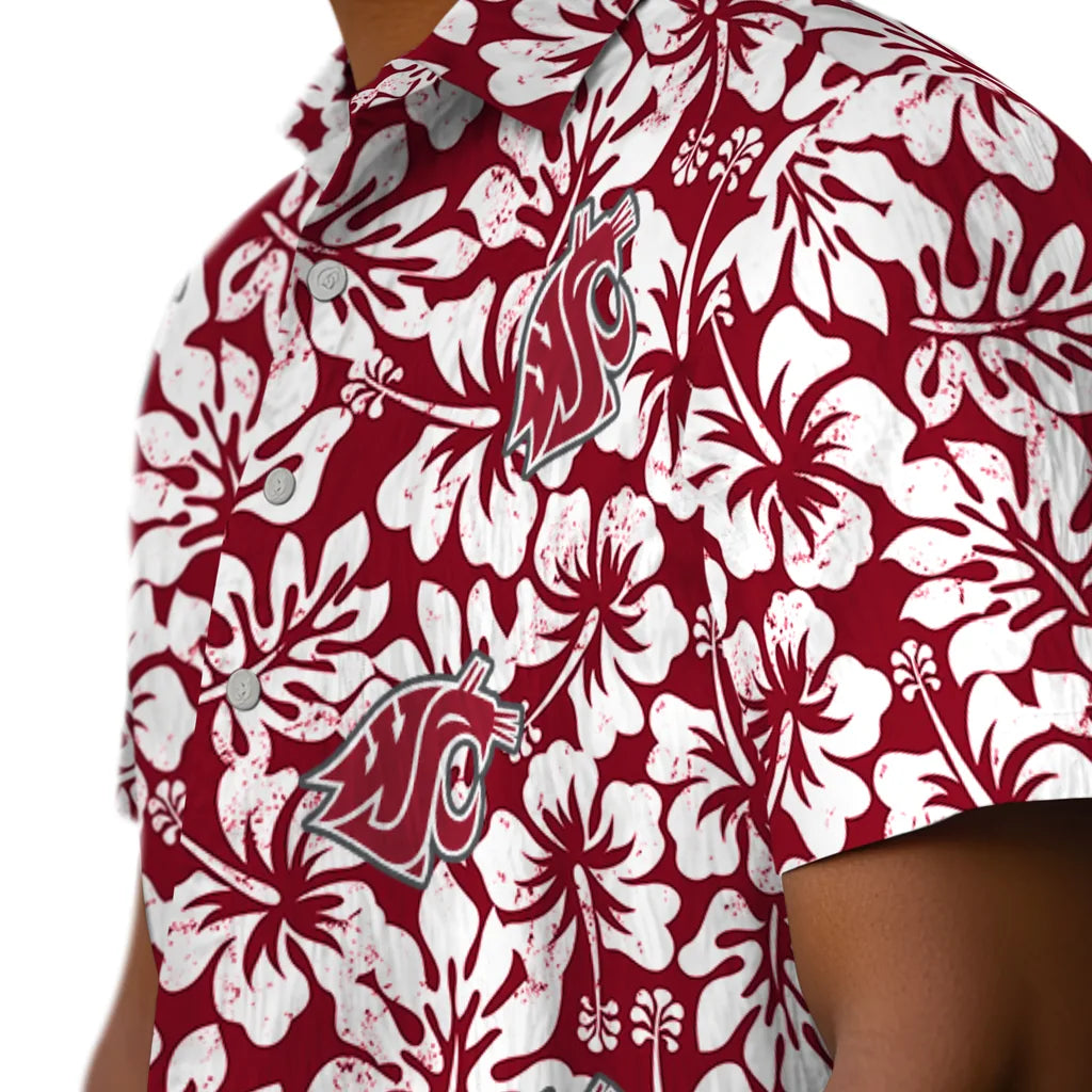 Washington State Cougars Hawaiian Shirt - Hibiscus Motif | Hula Hawaiian Shirts