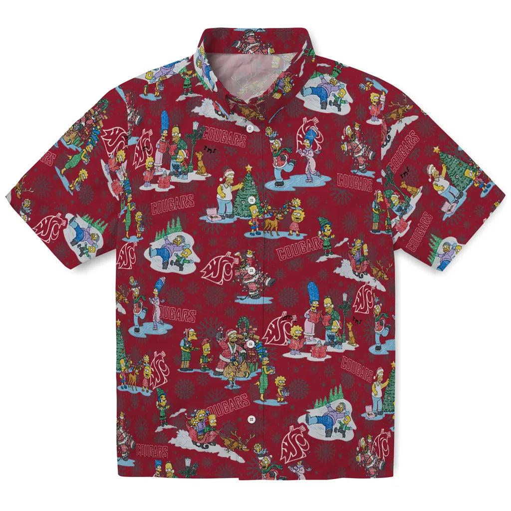 Washington State Cougars Hawaiian Shirt - Simpsons Christmas | Hula Hawaiian Shirts