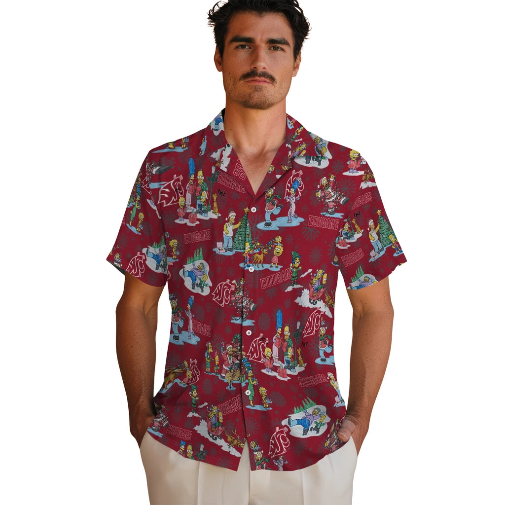 Washington State Cougars Hawaiian Shirt - Simpsons Christmas | Hula Hawaiian Shirts