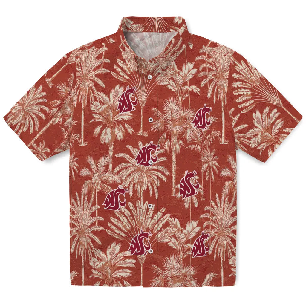 Washington State Cougars Hawaiian Shirt - Vintage Palm Tree | Hula Hawaiian Shirts