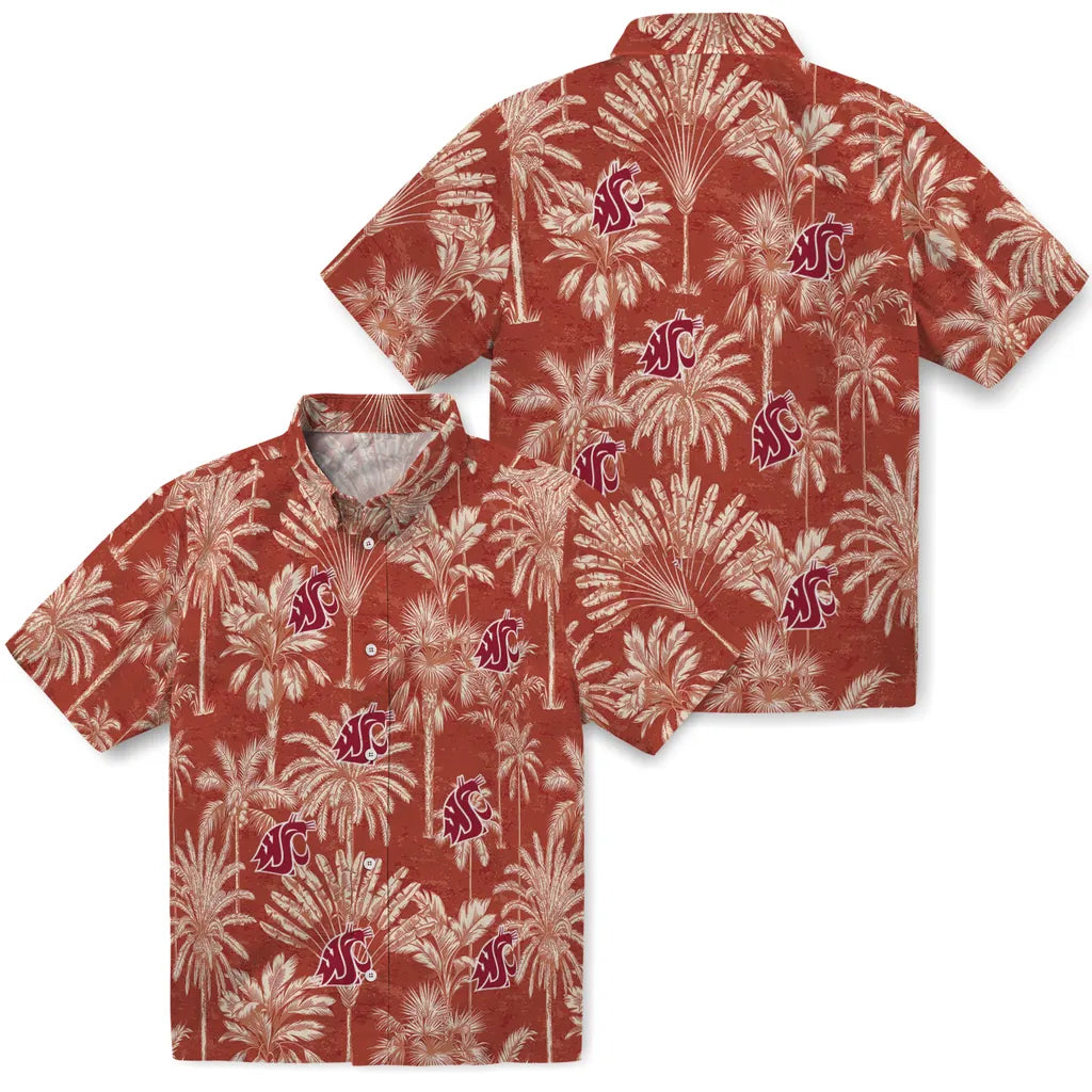 Washington State Cougars Hawaiian Shirt - Vintage Palm Tree | Hula Hawaiian Shirts