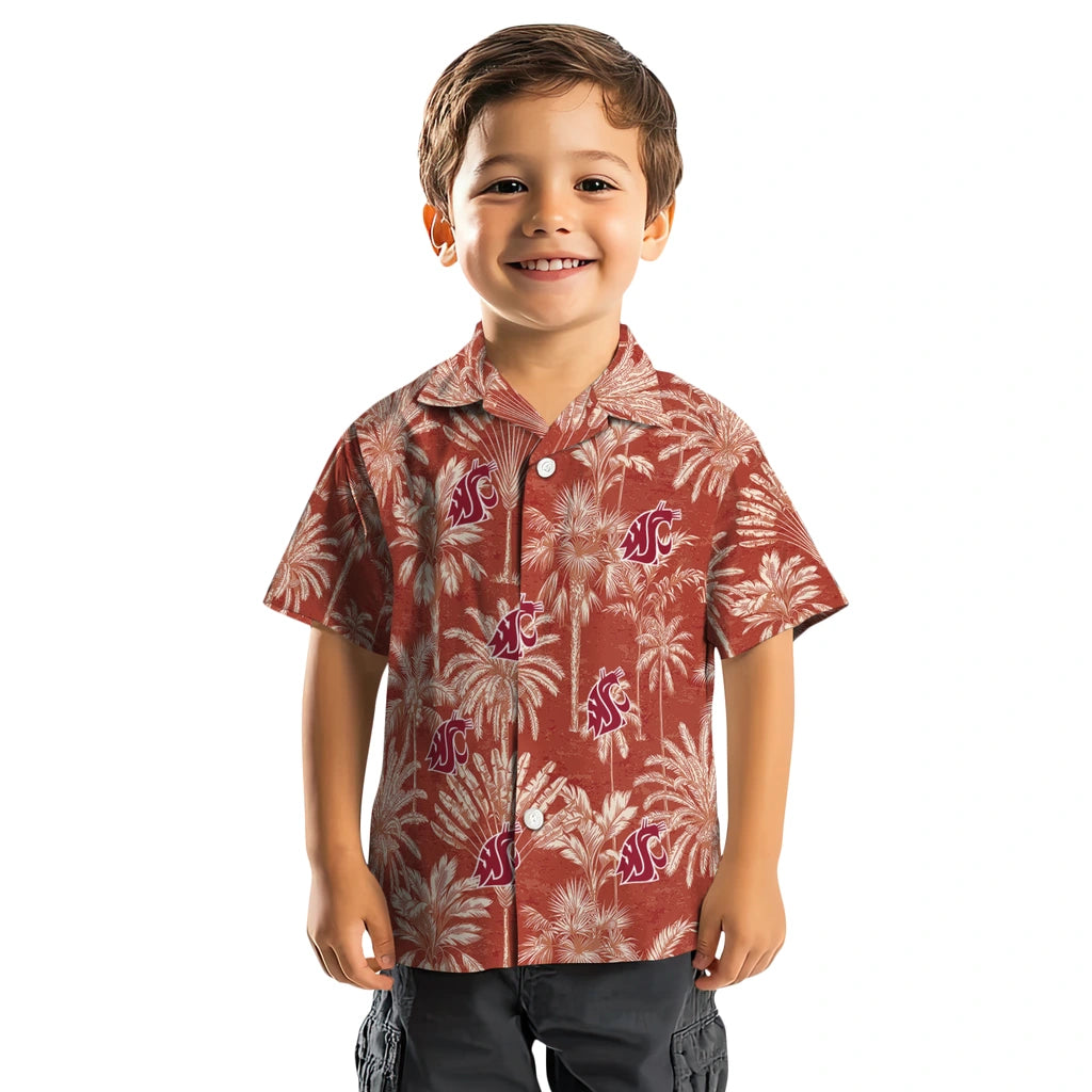 Washington State Cougars Hawaiian Shirt - Vintage Palm Tree | Hula Hawaiian Shirts