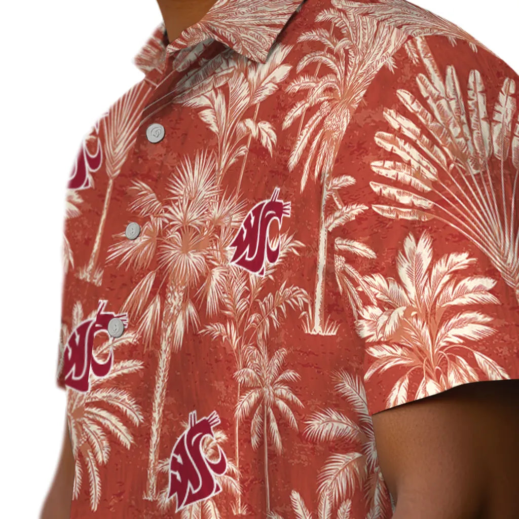 Washington State Cougars Hawaiian Shirt - Vintage Palm Tree | Hula Hawaiian Shirts