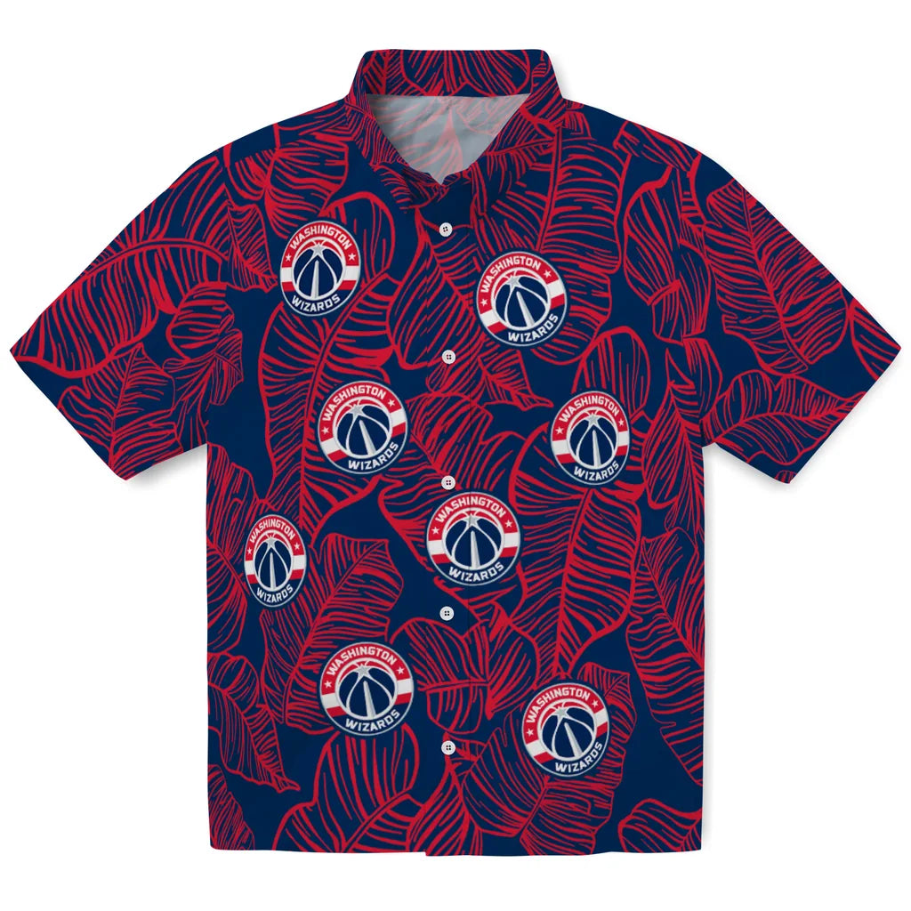 Washington Wizards Hawaiian Shirt - Leaf Outline | Hula Hawaiian Shirts