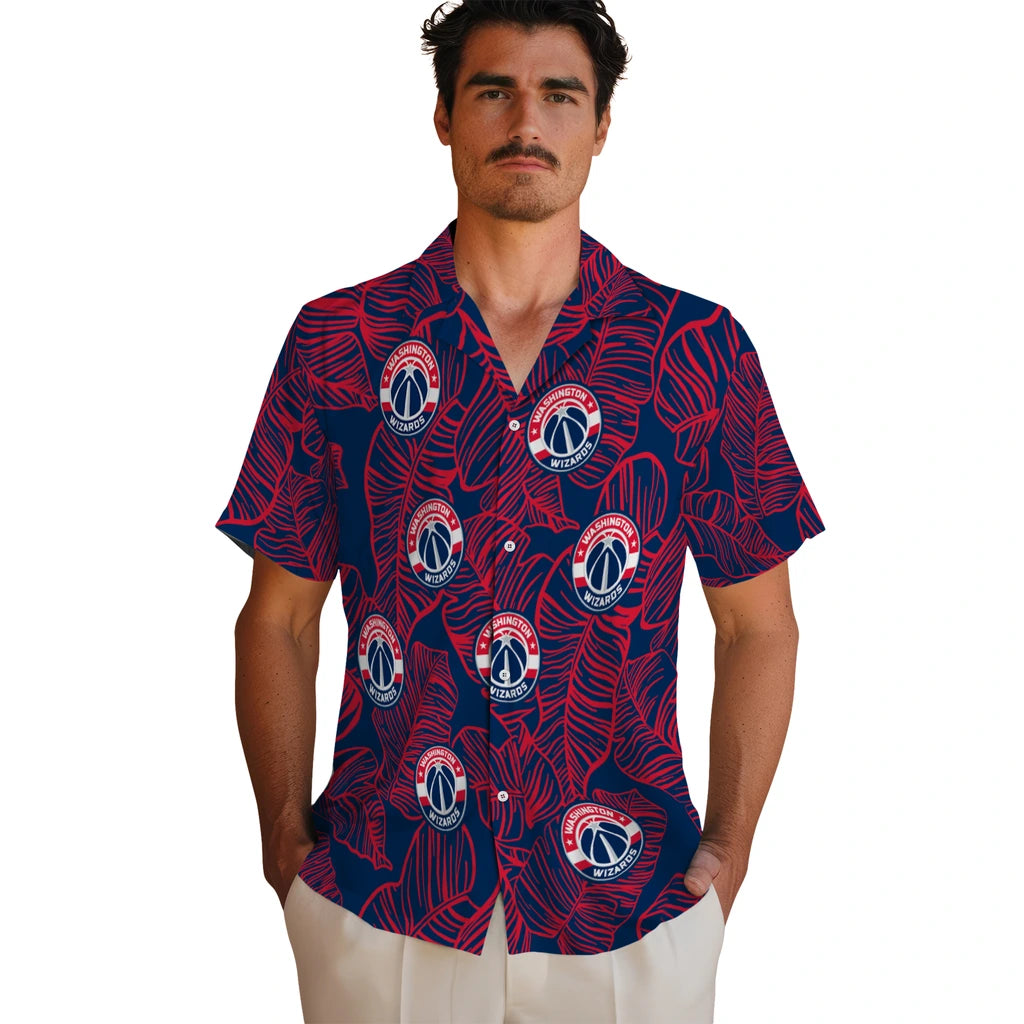 Washington Wizards Hawaiian Shirt - Leaf Outline | Hula Hawaiian Shirts