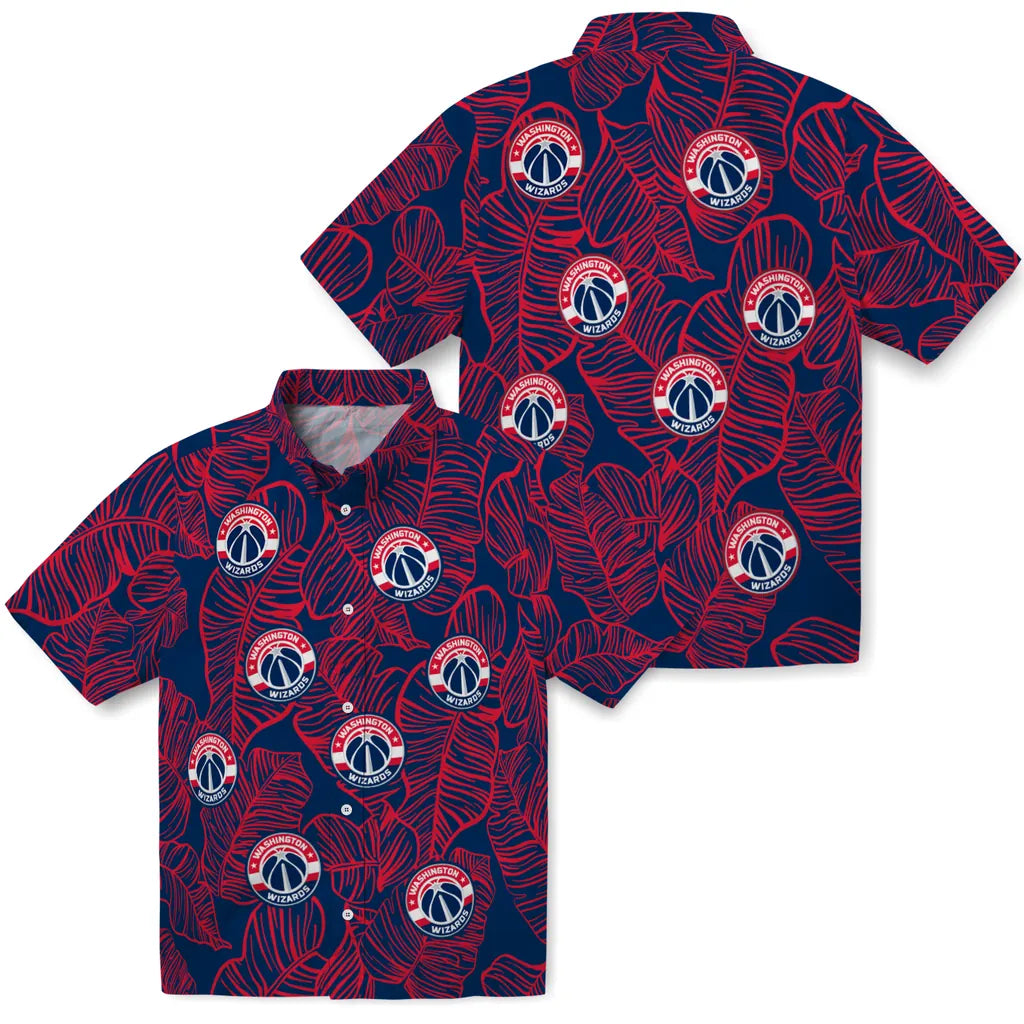 Washington Wizards Hawaiian Shirt - Leaf Outline | Hula Hawaiian Shirts