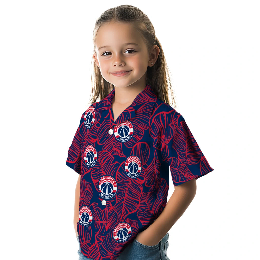 Washington Wizards Hawaiian Shirt - Leaf Outline | Hula Hawaiian Shirts
