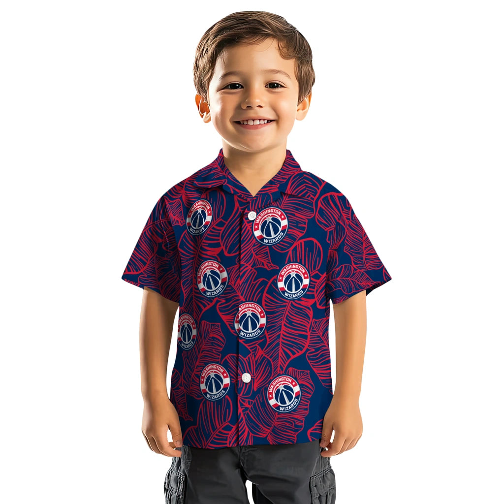 Washington Wizards Hawaiian Shirt - Leaf Outline | Hula Hawaiian Shirts