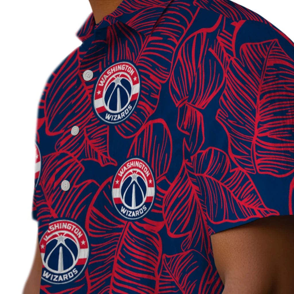 Washington Wizards Hawaiian Shirt - Leaf Outline | Hula Hawaiian Shirts
